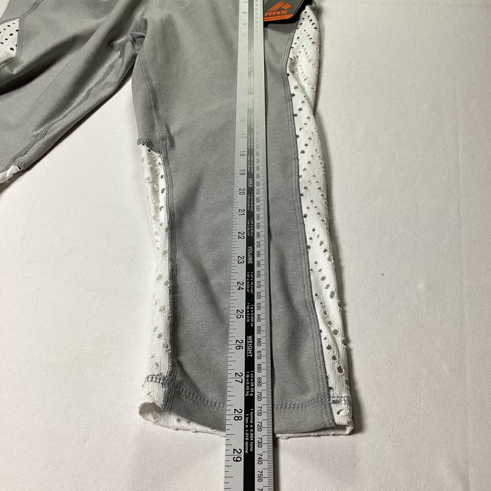 RBX NWT L Gray Capri Leggings Laser Cut Perforated Activewear Tights Athleisure - Picture 6 of 6
